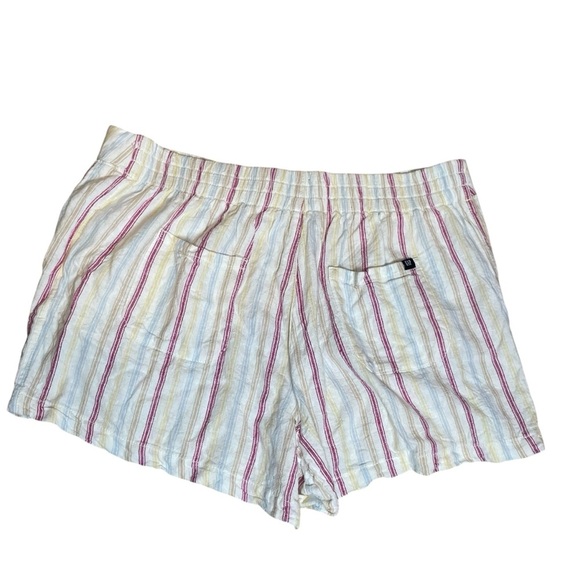 Gap Linen Blend Shorts Womens XL Striped Yellow Pink Blue High Rise Beach Boho - Picture 2 of 8